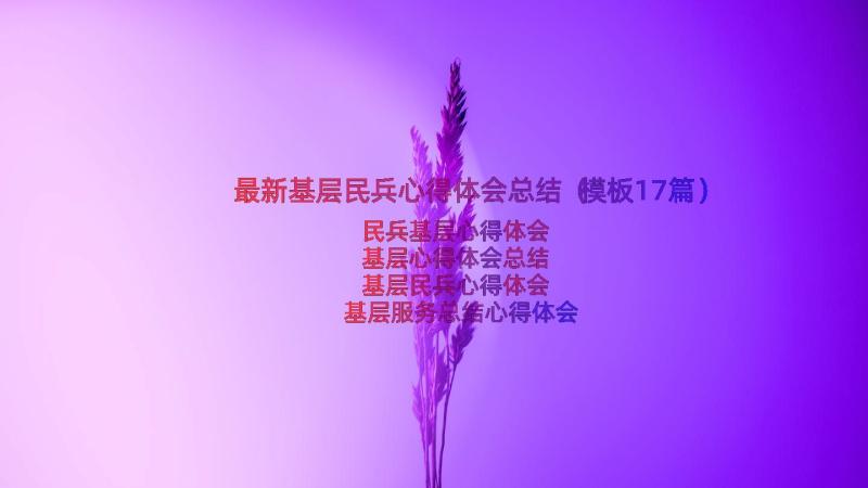 最新基层民兵心得体会总结（模板17篇）