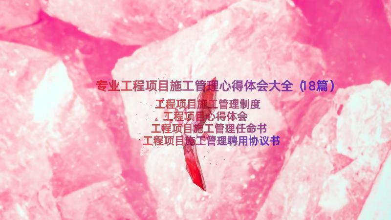 专业工程项目施工管理心得体会大全（18篇）