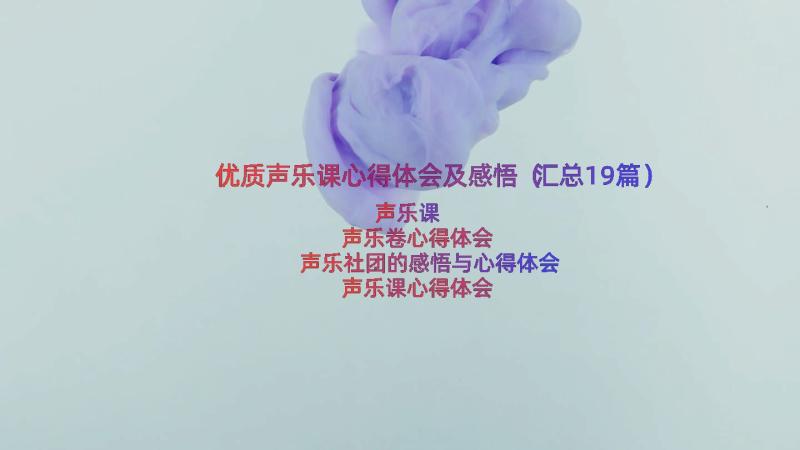 优质声乐课心得体会及感悟（汇总19篇）