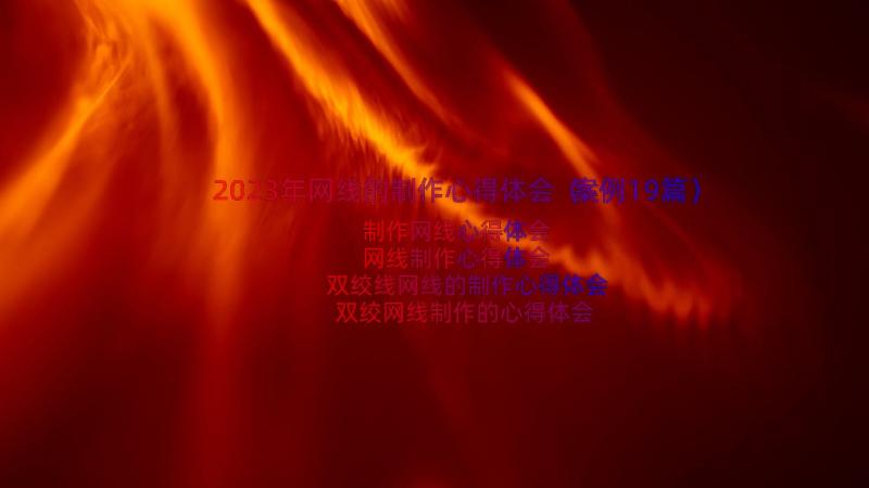 2023年网线的制作心得体会（案例19篇）