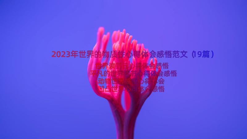 2023年世界的物质性心得体会感悟范文（19篇）