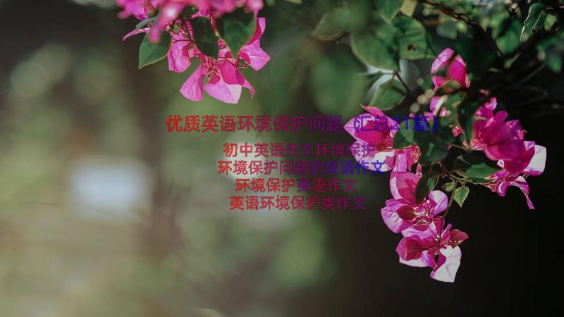 优质英语环境保护问题（汇总21篇）