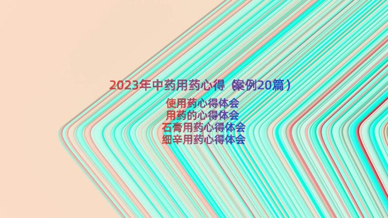 2023年中药用药心得（案例20篇）