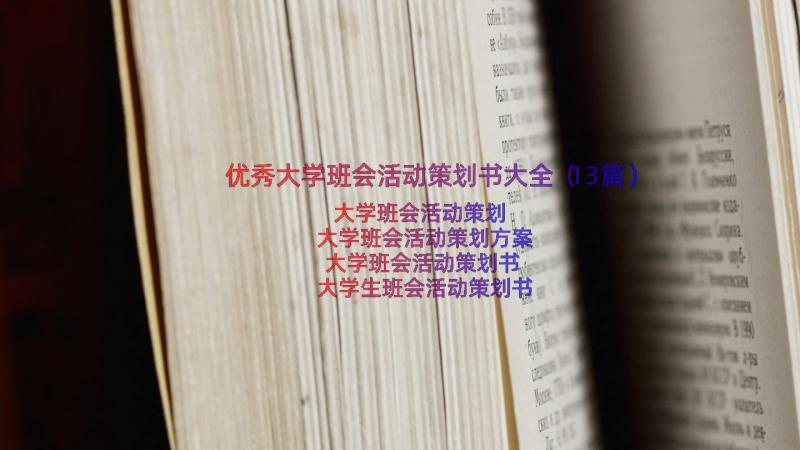 优秀大学班会活动策划书大全（13篇）