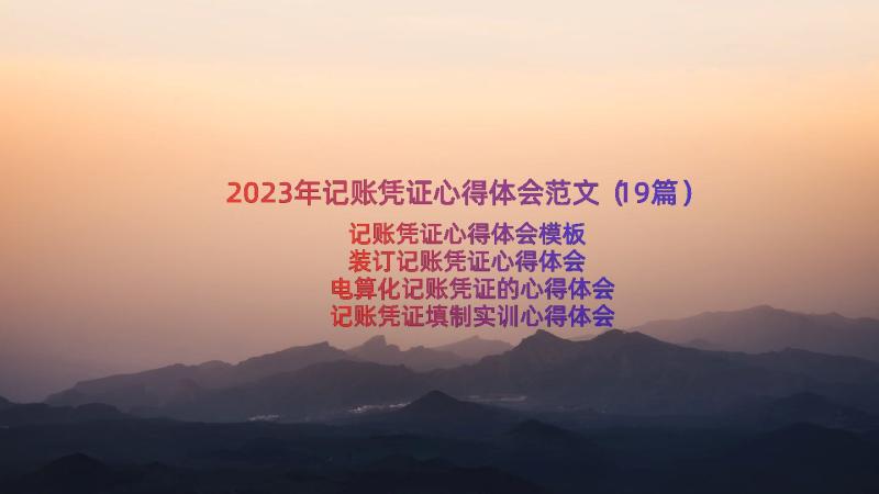 2023年记账凭证心得体会范文（19篇）