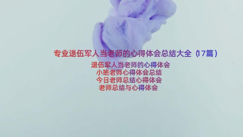 专业退伍军人当老师的心得体会总结大全（17篇）