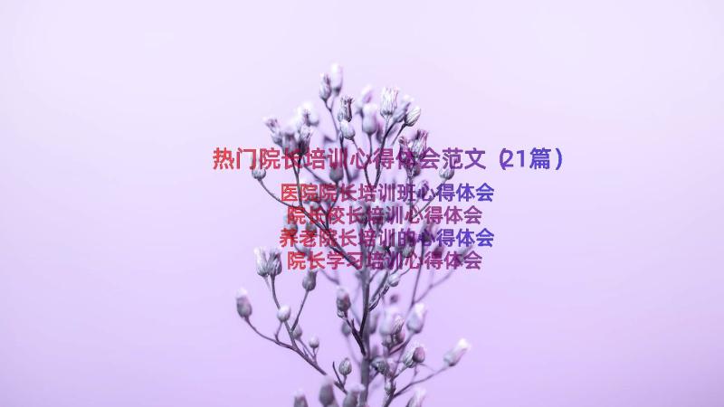 热门院长培训心得体会范文（21篇）