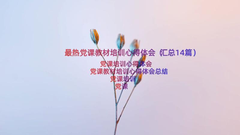 最热党课教材培训心得体会（汇总14篇）