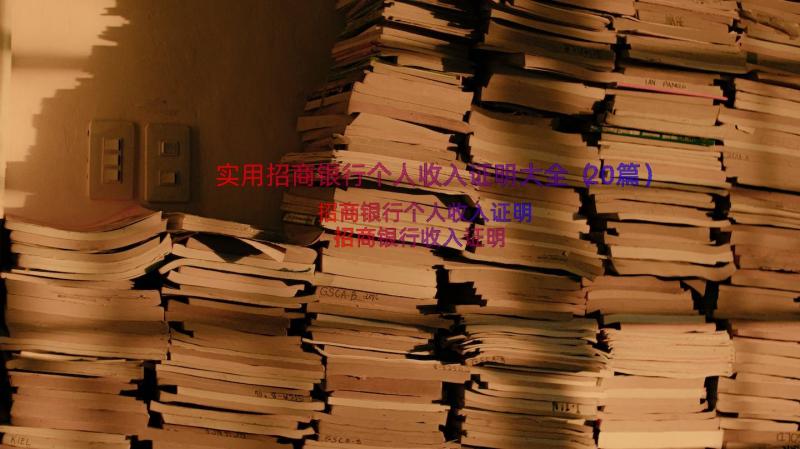 实用招商银行个人收入证明大全（20篇）