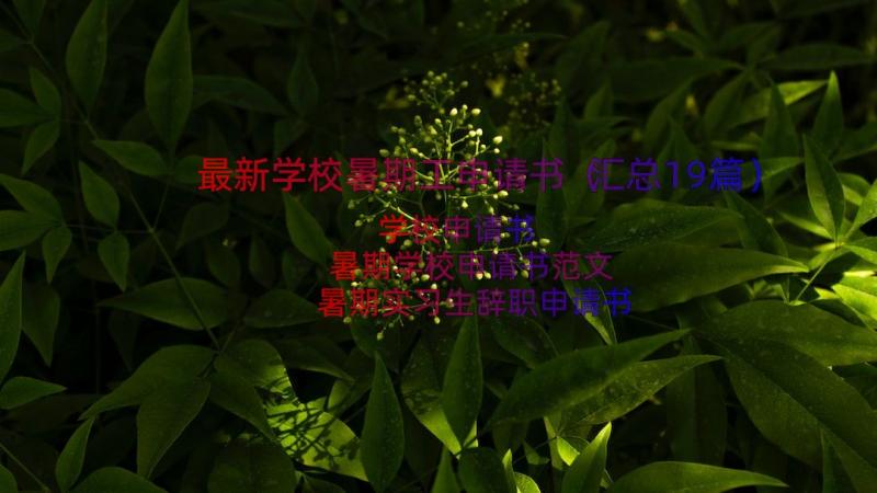 最新学校暑期工申请书（汇总19篇）