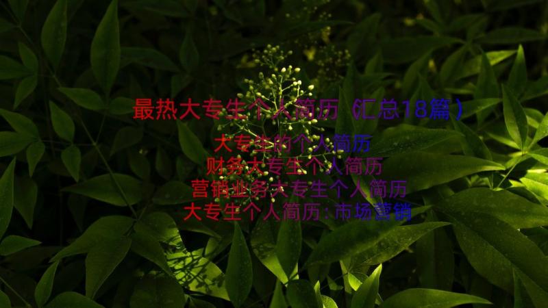 最热大专生个人简历（汇总18篇）