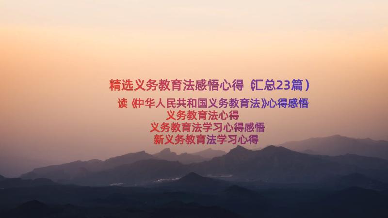 精选义务教育法感悟心得（汇总23篇）