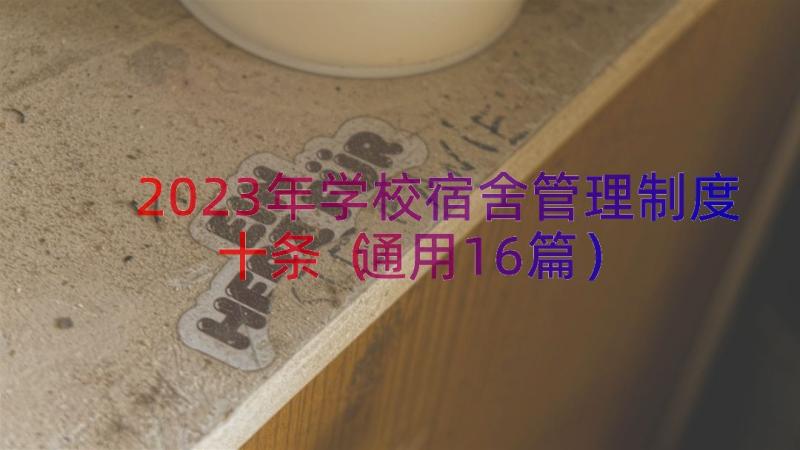 2023年学校宿舍管理制度十条（通用16篇）