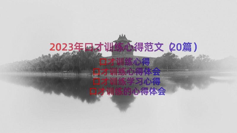 2023年口才训练心得范文（20篇）