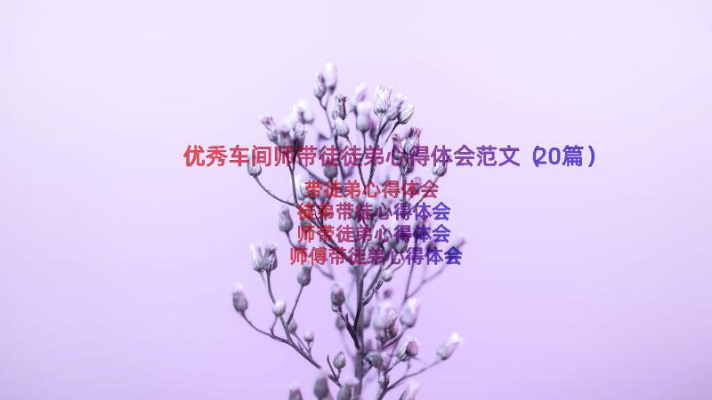 优秀车间师带徒徒弟心得体会范文（20篇）