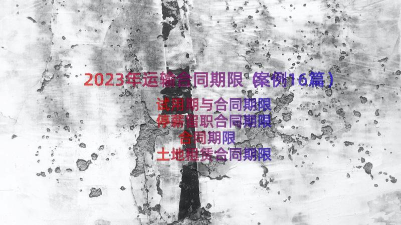 2023年运输合同期限（案例16篇）