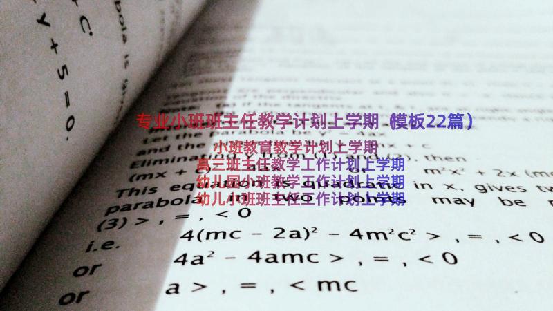 专业小班班主任教学计划上学期（模板22篇）