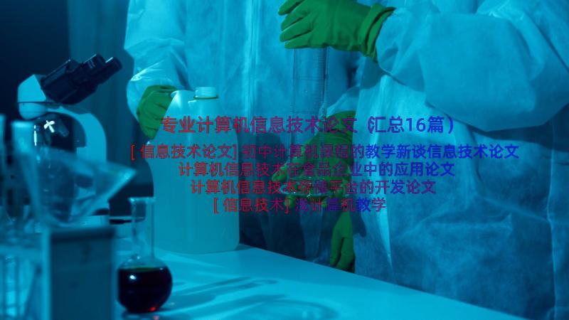 专业计算机信息技术论文（汇总16篇）