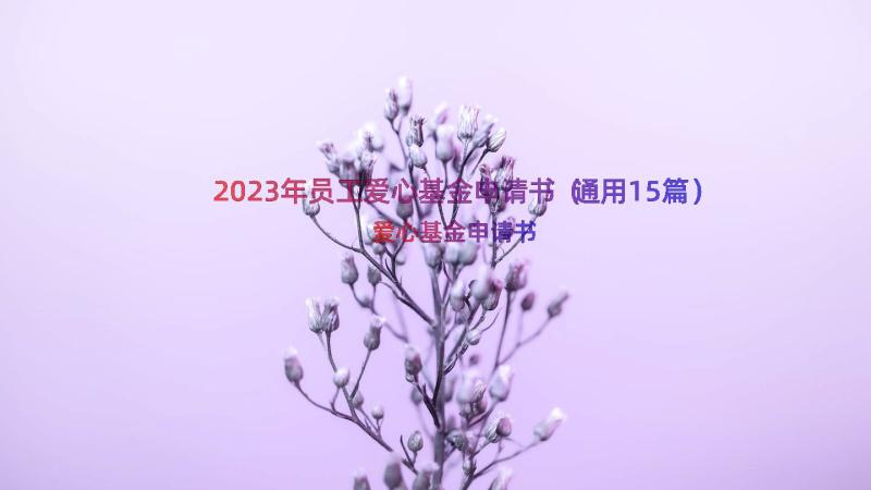 2023年员工爱心基金申请书（通用15篇）