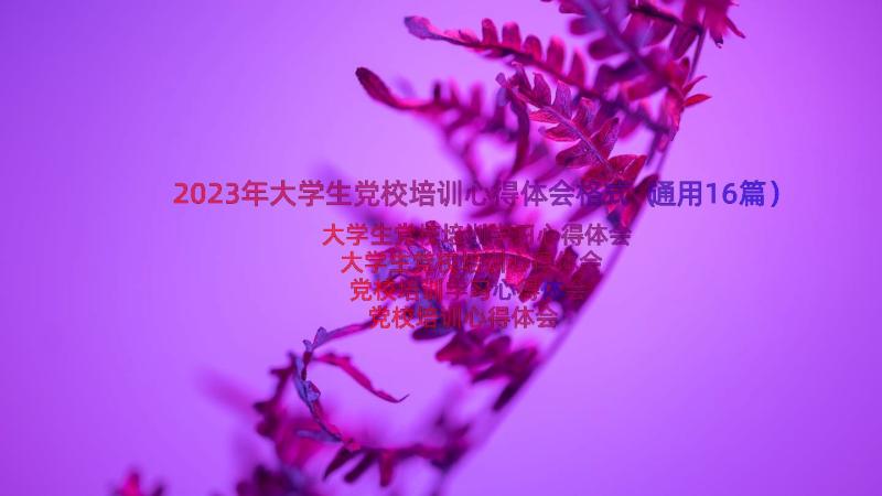 2023年大学生党校培训心得体会格式（通用16篇）