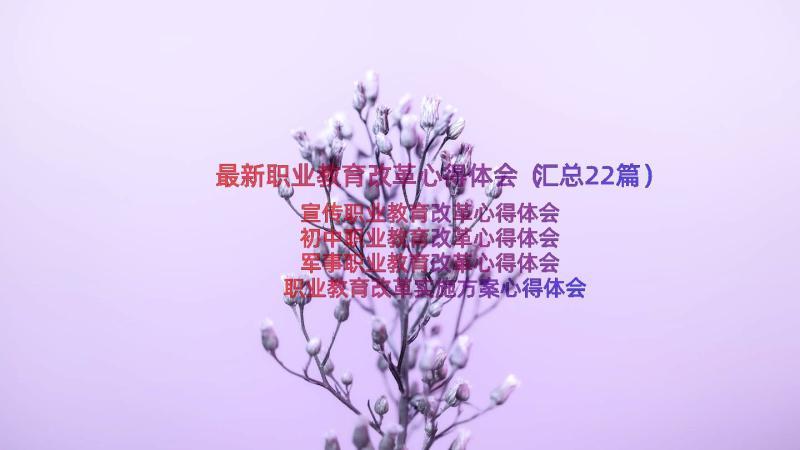 最新职业教育改革心得体会（汇总22篇）