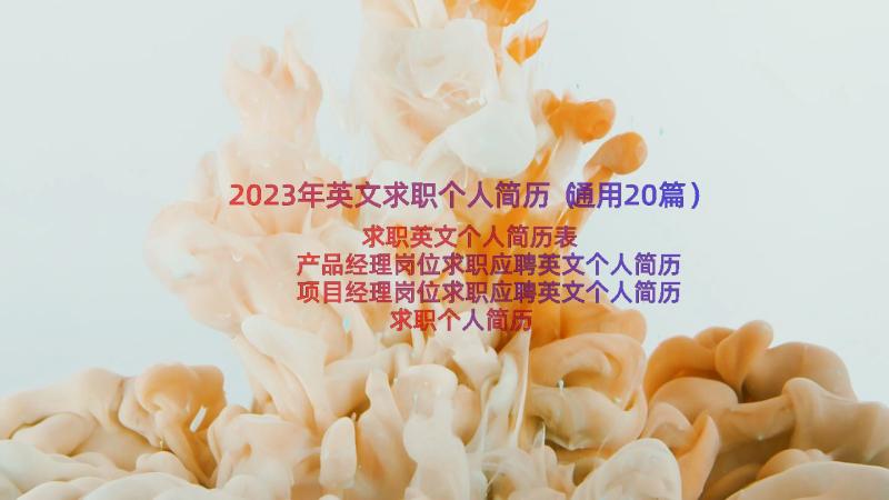 2023年英文求职个人简历（通用20篇）