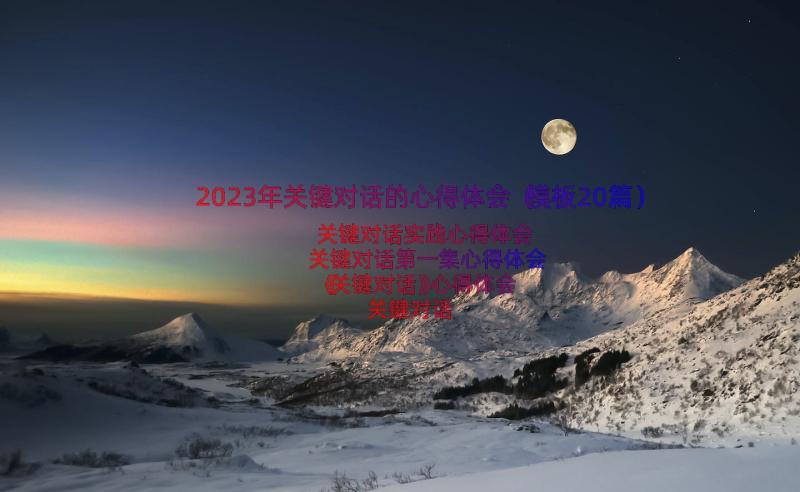 2023年关键对话的心得体会（模板20篇）