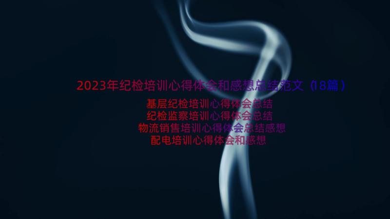 2023年纪检培训心得体会和感想总结范文（18篇）