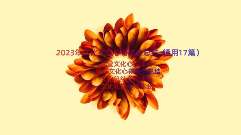 2023年文化礼堂心得体会总结（通用17篇）