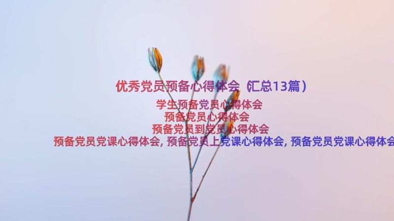 优秀党员预备心得体会（汇总13篇）