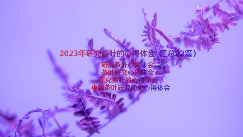 2023年研究茶叶的心得体会（汇总22篇）