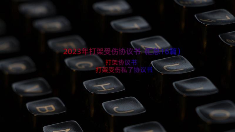 2023年打架受伤协议书（汇总16篇）