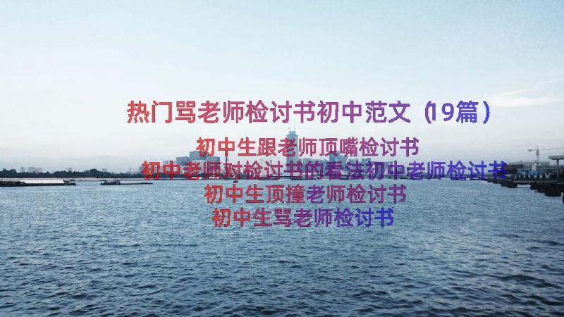 热门骂老师检讨书初中范文（19篇）