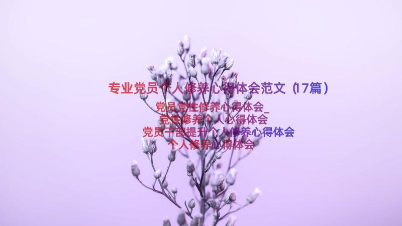 专业党员个人修养心得体会范文（17篇）