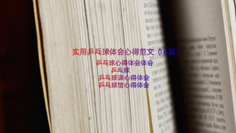 实用乒乓球体会心得范文（16篇）