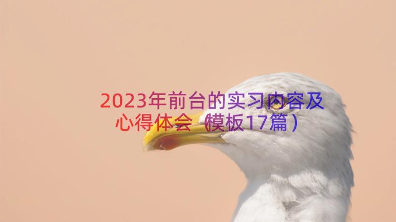 2023年前台的实习内容及心得体会（模板17篇）