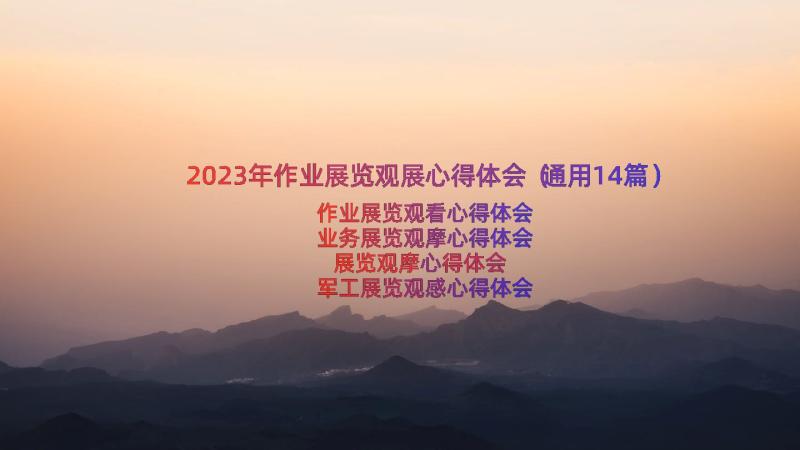 2023年作业展览观展心得体会（通用14篇）