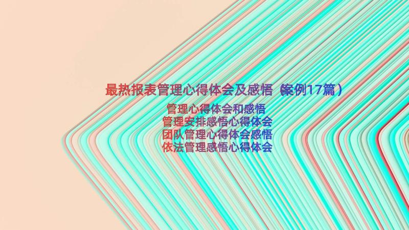 最热报表管理心得体会及感悟（案例17篇）