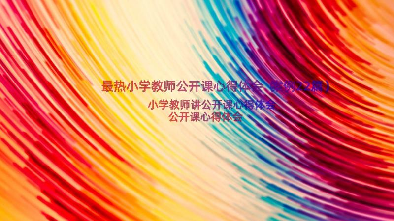 最热小学教师公开课心得体会（案例22篇）