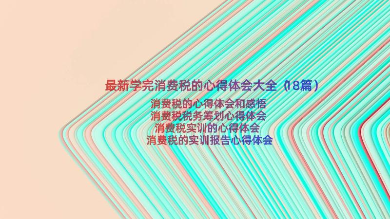 最新学完消费税的心得体会大全（18篇）