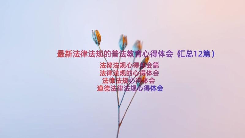 最新法律法规的普法教育心得体会（汇总12篇）