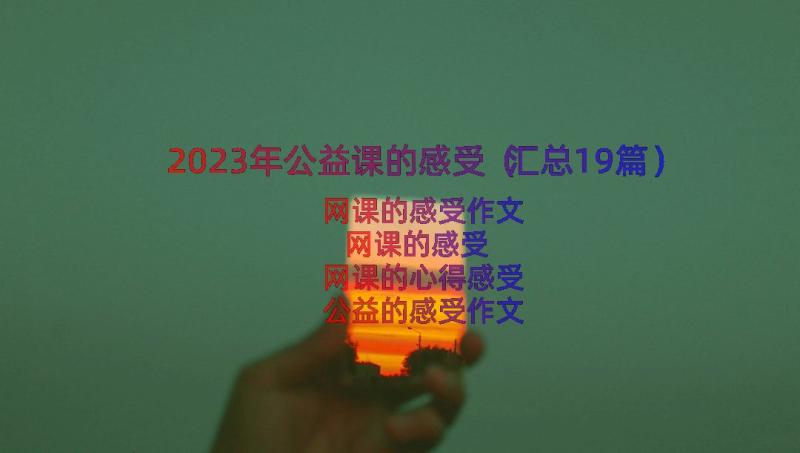 2023年公益课的感受（汇总19篇）