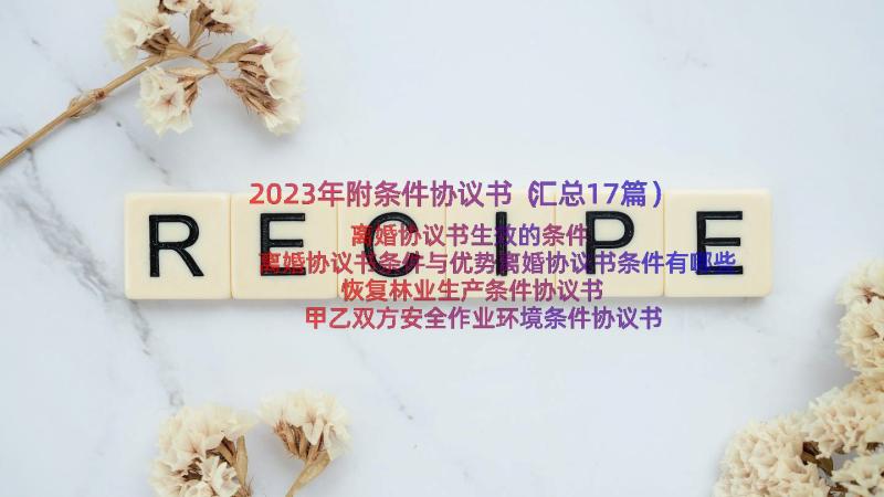 2023年附条件协议书（汇总17篇）