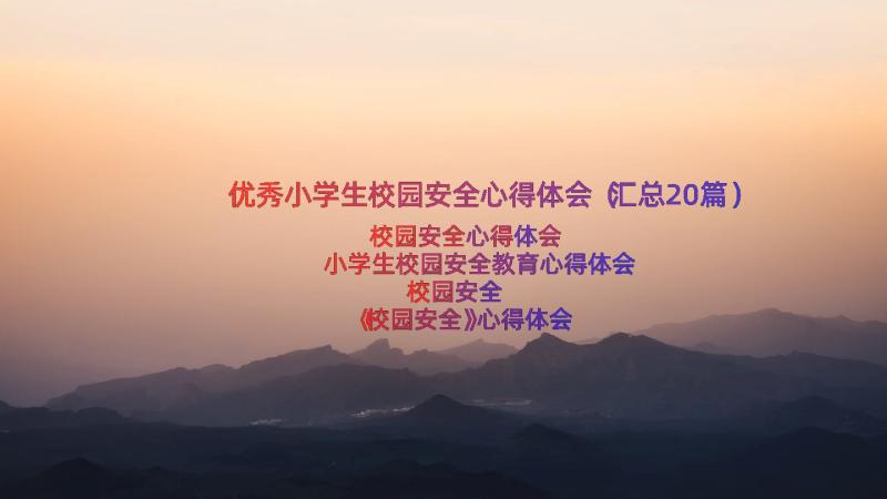 优秀小学生校园安全心得体会（汇总20篇）