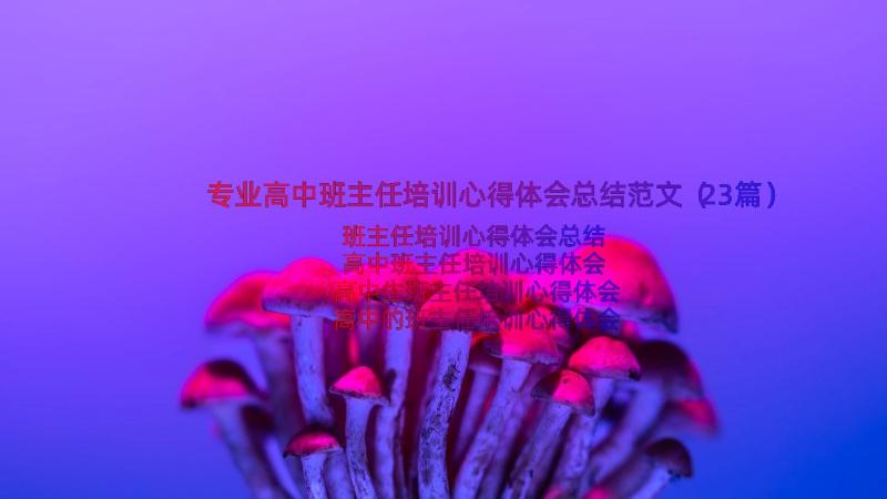 专业高中班主任培训心得体会总结范文（23篇）