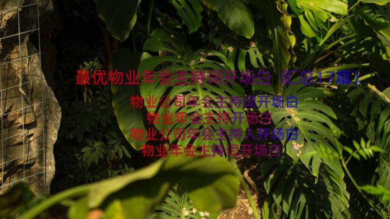 最优物业年会主持词开场白（汇总17篇）