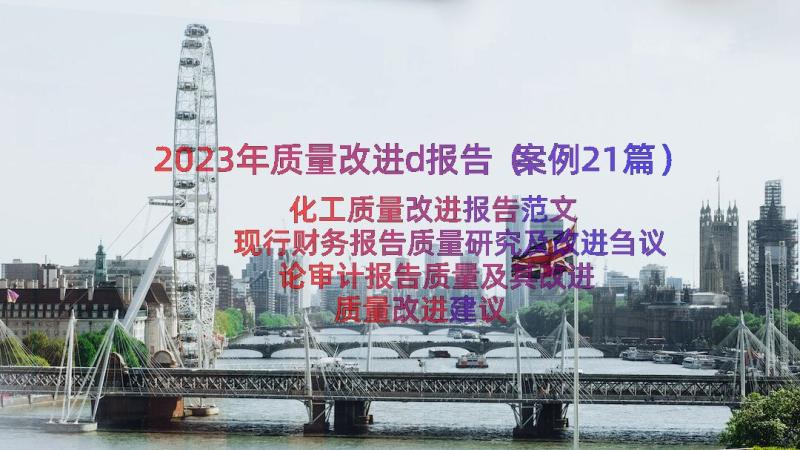 2023年质量改进d报告（案例21篇）