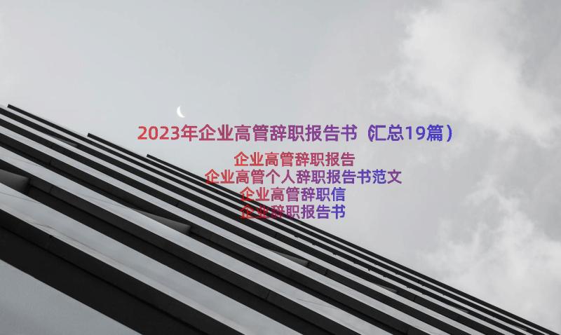 2023年企业高管辞职报告书（汇总19篇）