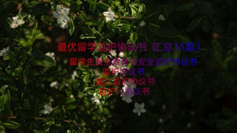 最优留学监护协议书（汇总15篇）