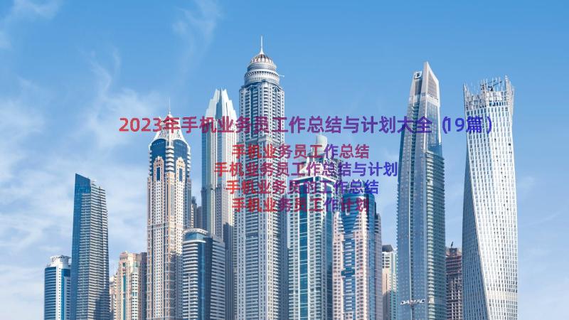 2023年手机业务员工作总结与计划大全（19篇）